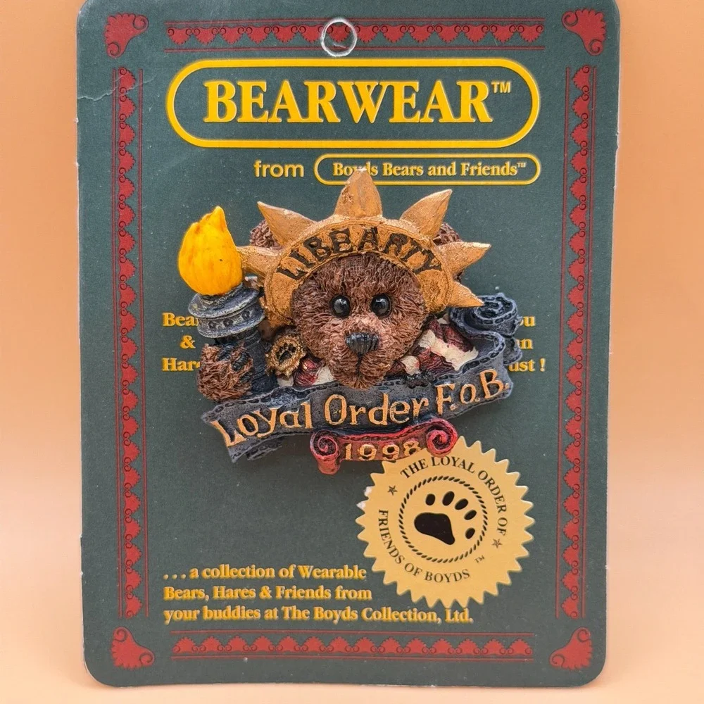 Boyds Bears Bearwear Liberty Loyal Order FOB 1998 Bear Pin Brooch Collectible